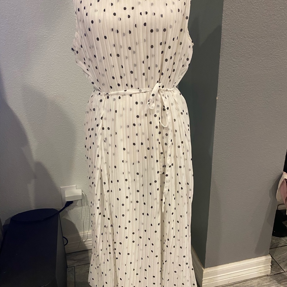 Pleated polka dot dress by Banana Republic